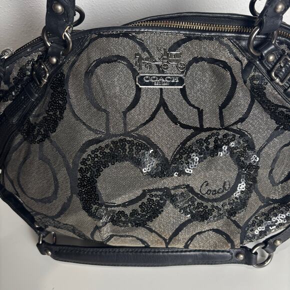 Coach Madison Sophia Sequin Op Art Satchel – Black/Gunmetal (Style 18940) - Picture 3 of 9